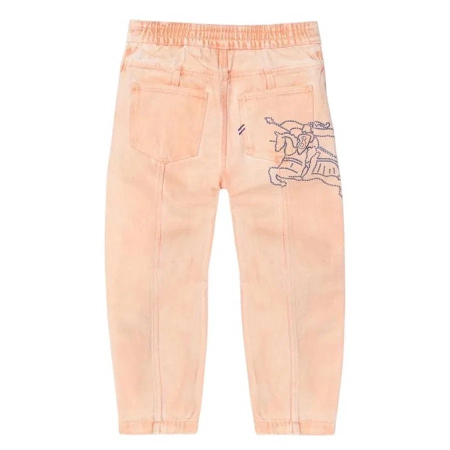 Джинсы прямого кроя с вышивкой EKD Kids EKD Jasmine Cotton Jeans Burberry, Pale Cameo — фото 2
