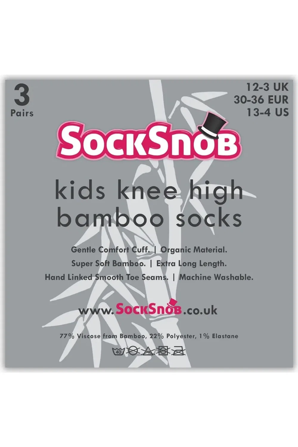 Комплект из 3 пар высоких носков из бамбука Sock Snob, White — фото 2