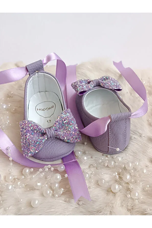 Детские туфли-лодочки из натуральной кожи для девочек Perla Hodore, Suede Lilac — фото 2