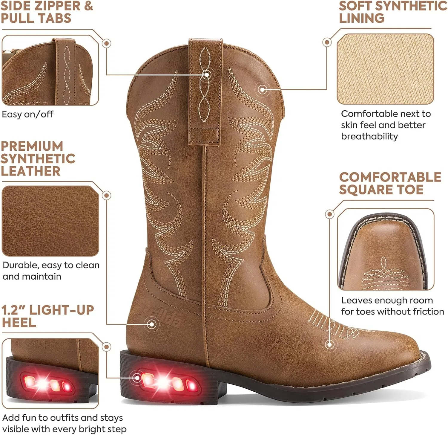 Детские сапоги ковбойские с подсветкой Classic Western Rollda, Brown — фото 4