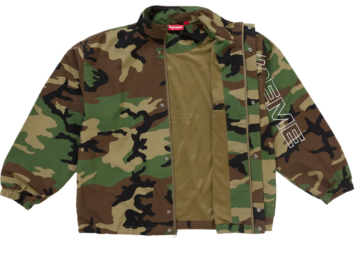 Мужская куртка из рипстопа с вышивкой Supreme Spellout, Woodland Camo