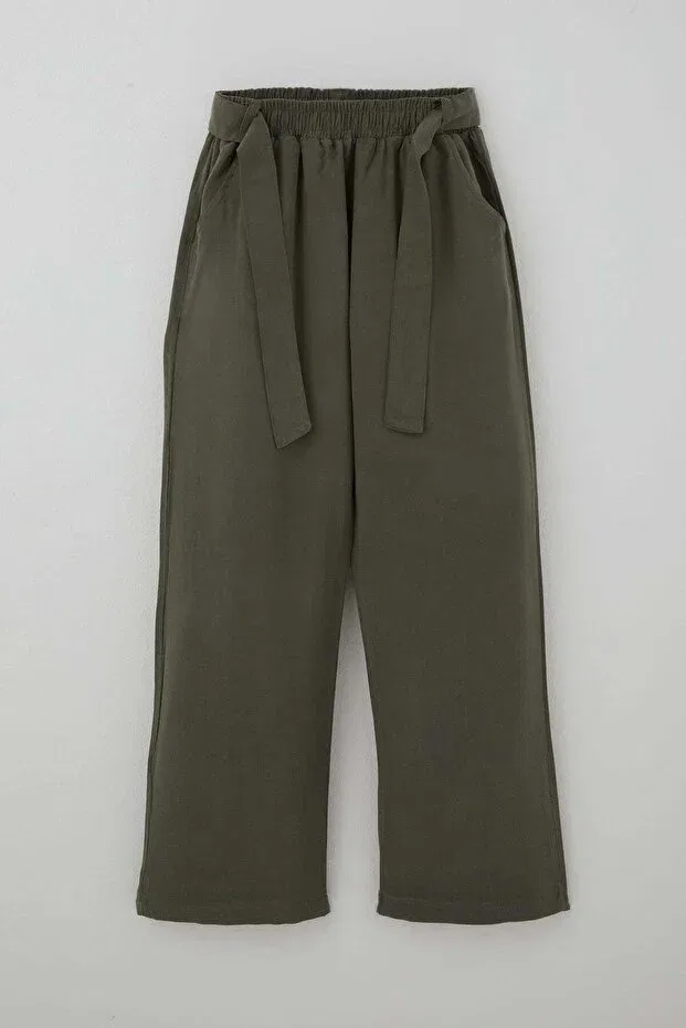 Детские брюки для девочек прямого кроя Breeze, Dark Khaki Green — фото 3