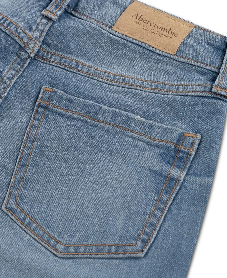 Джинсы с высокой посадкой, с потертостями abercrombie kids, Medium Blue — фото 4
