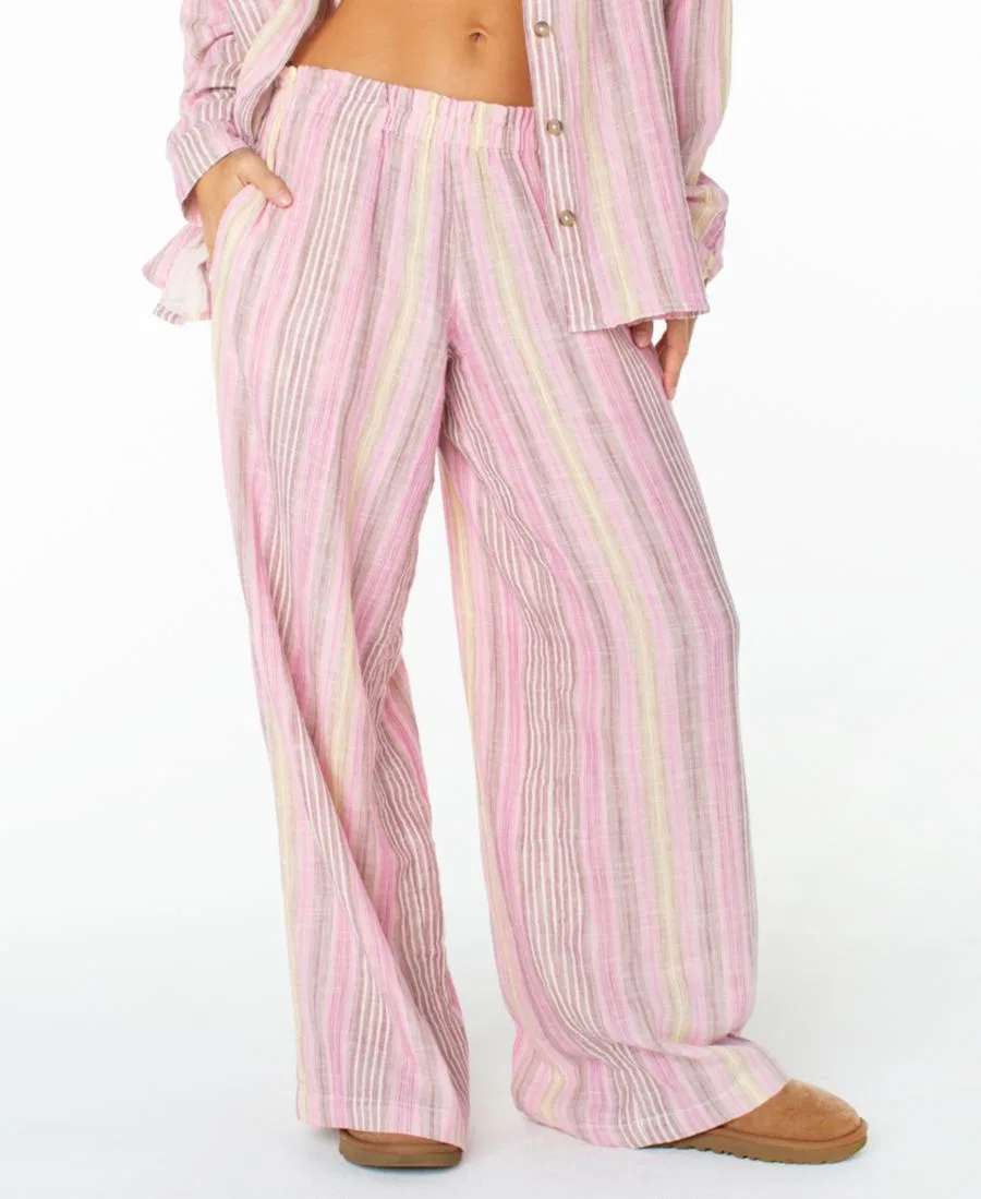 Штаны свободного кроя с принтом в полоску Offshore Wide-Leg Roxy, Fuchsia Pink Coastline Stripe