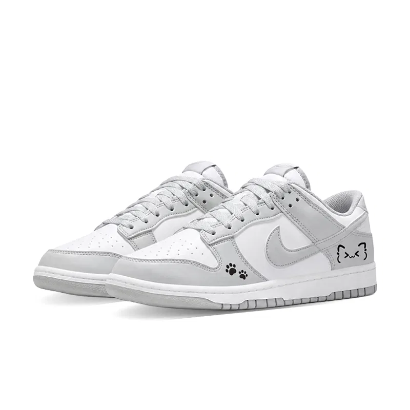 Скейтборд-кроссовки Детские низкие Белые/Серые с принтом кота, Nike, Light Gray — фото 4