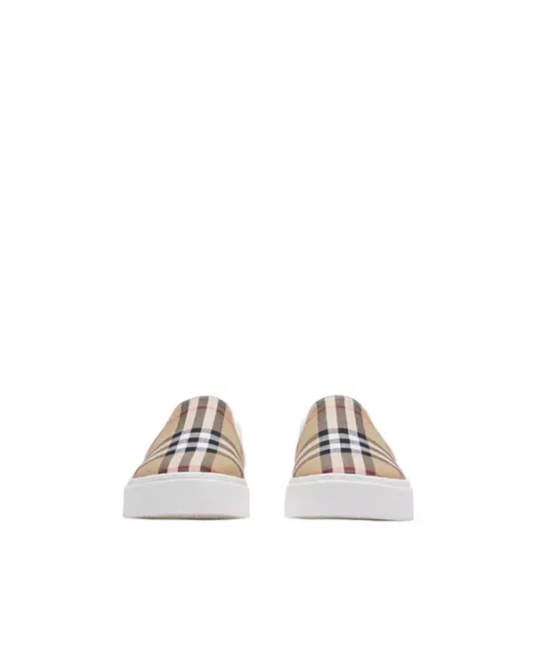 Детские кроссовки для девочек с клетчатым принтом Burberry, Sand Beige — фото 2