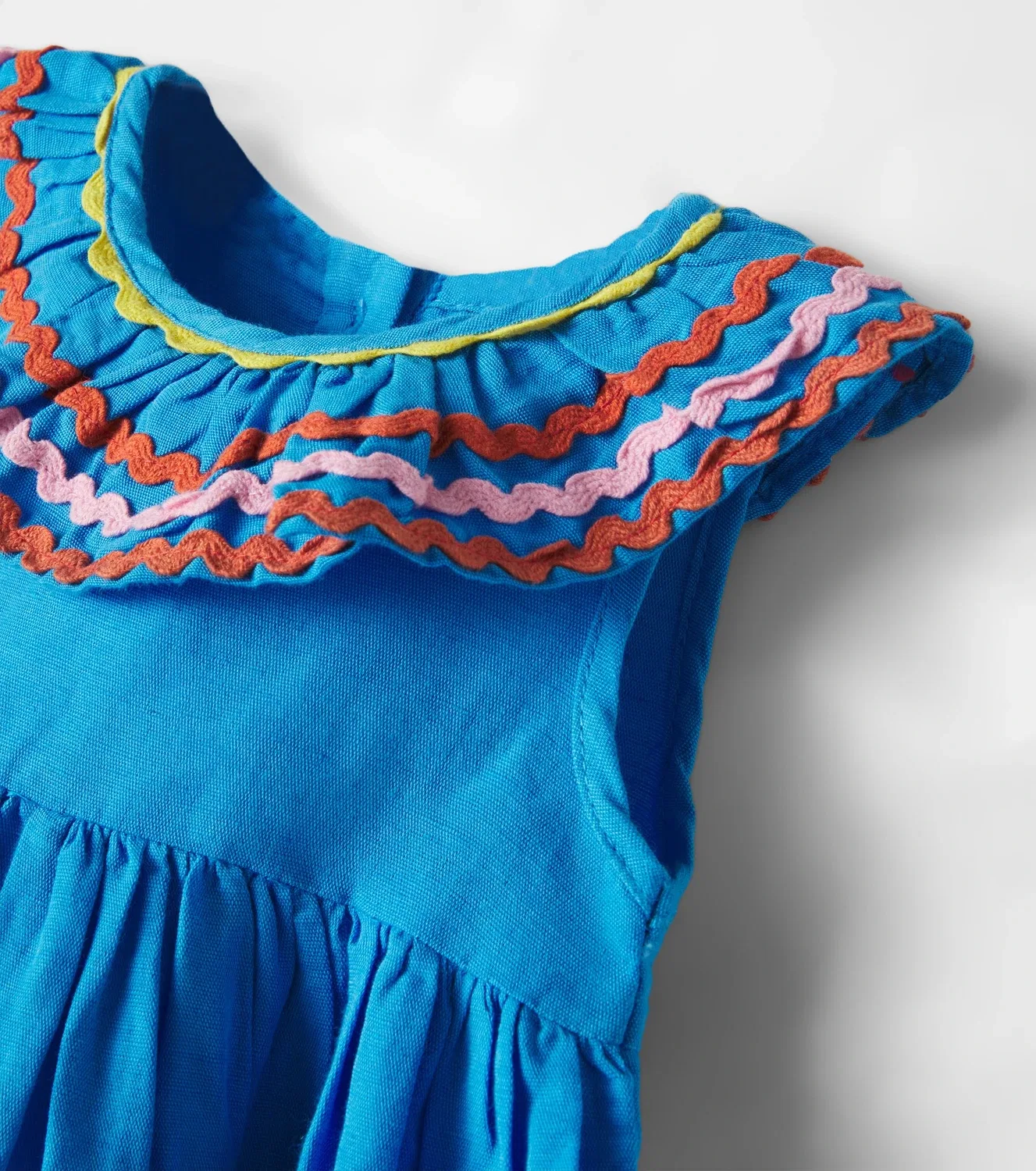Платье из льна и хлопка с вышивкой Stella Mccartney Kids, синий — фото 3