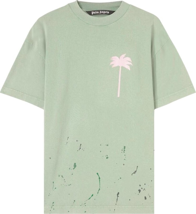Футболка Palm Angels PxP Painted Classic T-Shirt 'Green', зеленый — фото 2