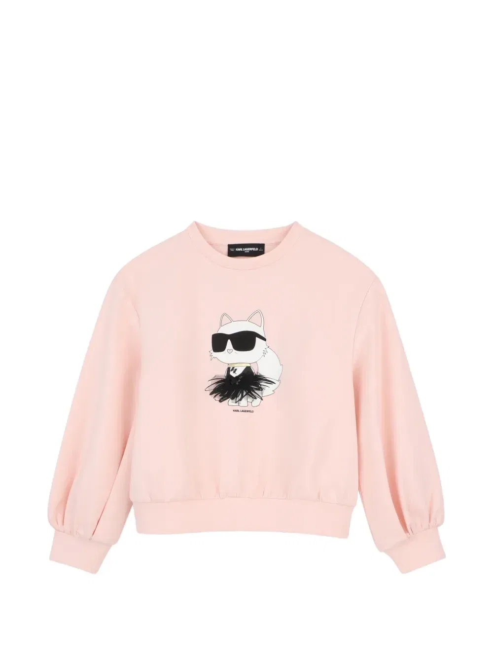 Свитер с объемными рукавами и принтом Choupette Karl Lagerfeld Kids, розовый