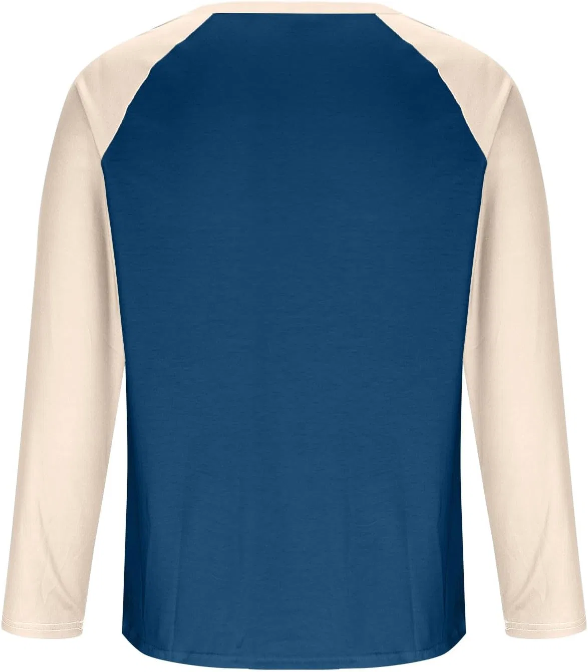 Мужская повседневная футболка с контрастными рукавами, модель Long Sleeve Shirts for Men, Generic, Navy — фото 4