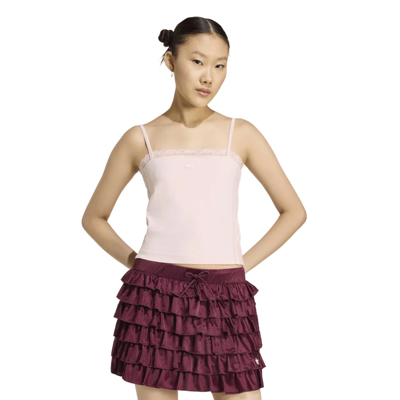 Женская футболка Lace Top Adidas, цвет Sandy Pink/Sandy Pink