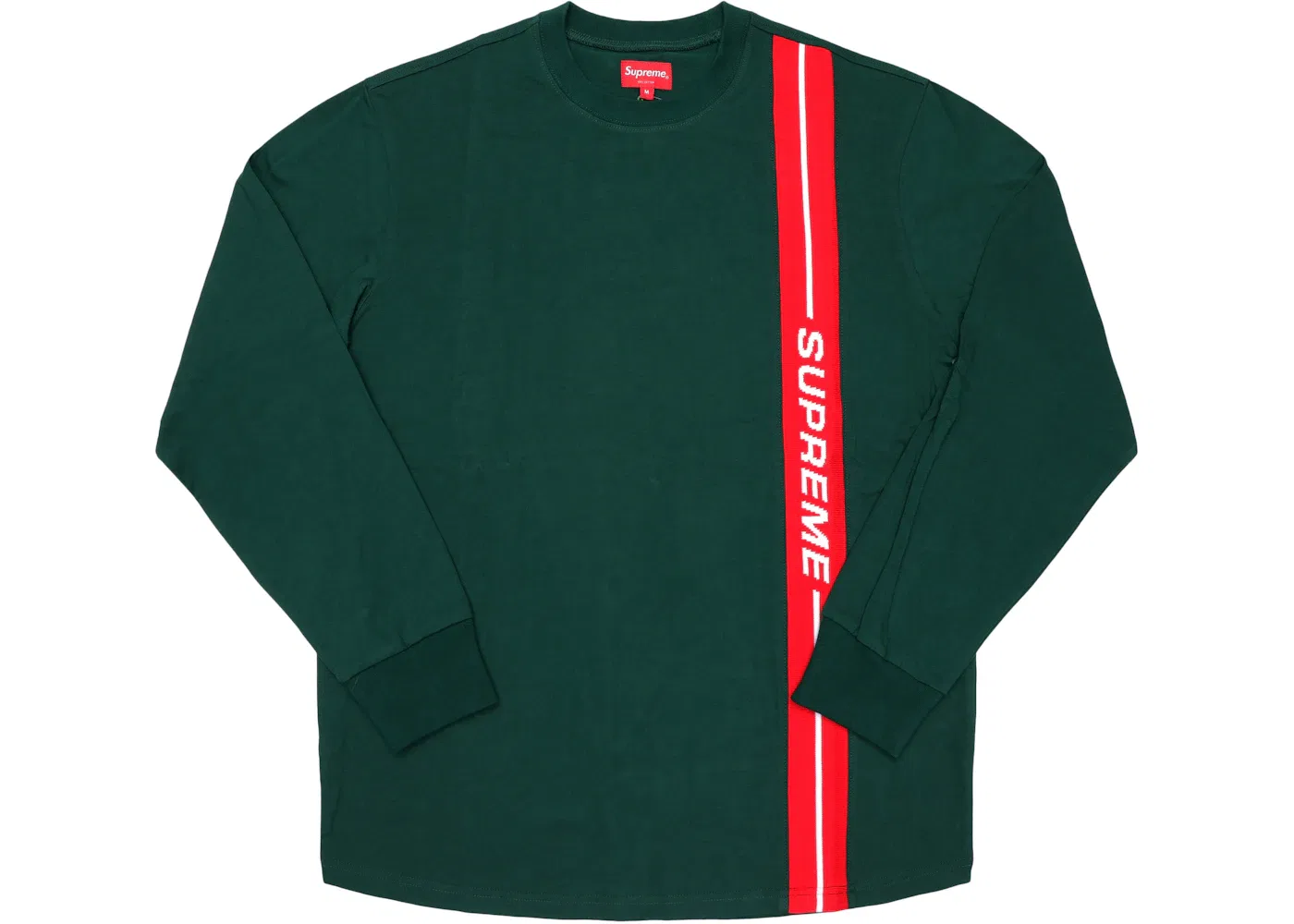Мужской топ с принтом Supreme Vertical Logo Stripe L/S, цвет Dark Green
