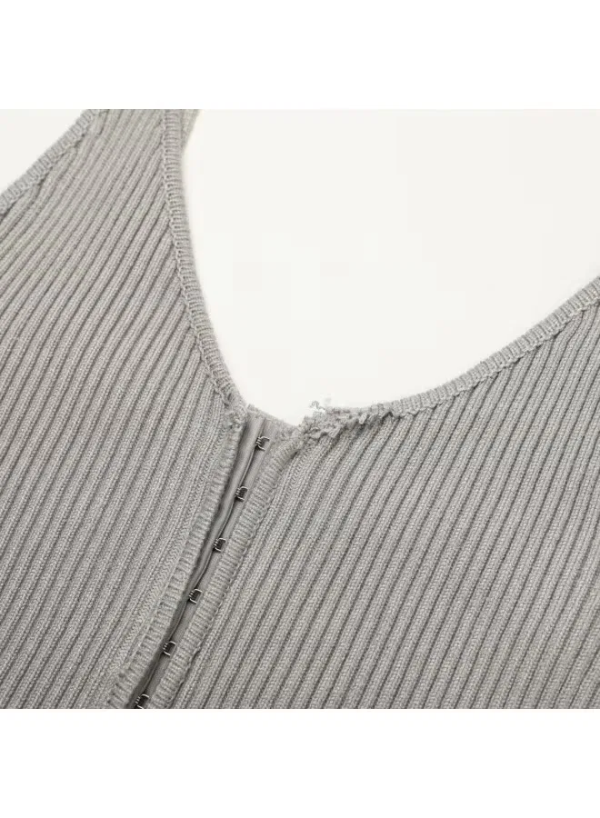 Топ-борцовка с тонкими бретелями Zara, серо-зеленый — фото 4