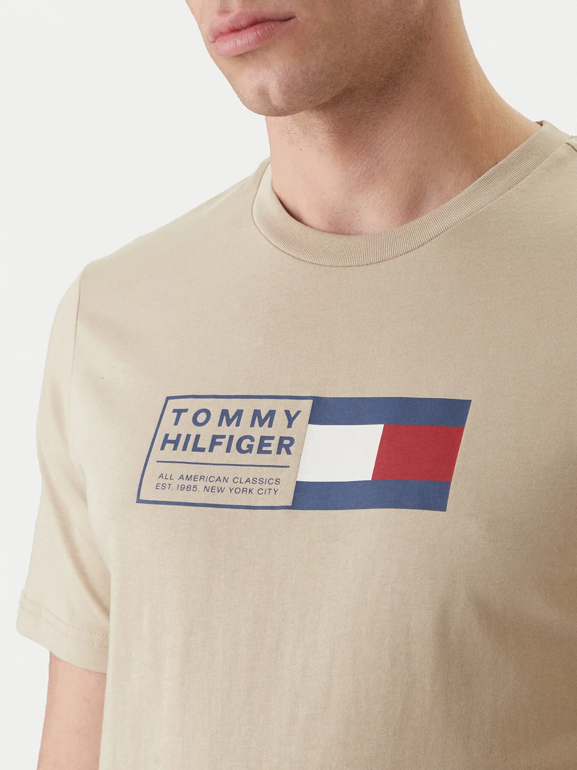 Мужская футболка стандартного кроя Brand Love Box Tommy Hilfiger, бежевый — фото 4