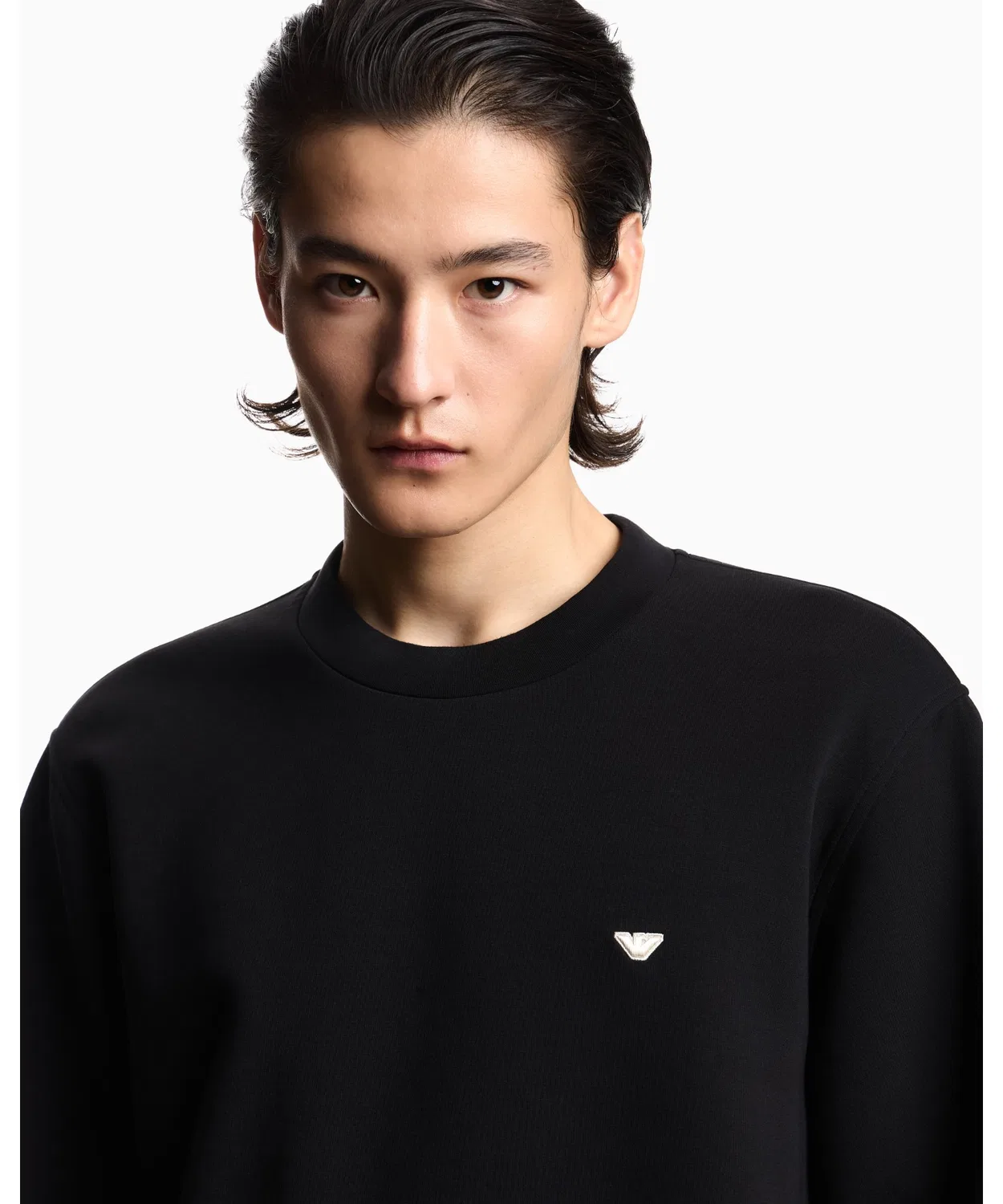 Мужской свитшот с длинным рукавомс вышивкой EMPORIO ARMANI, Off White — фото 4
