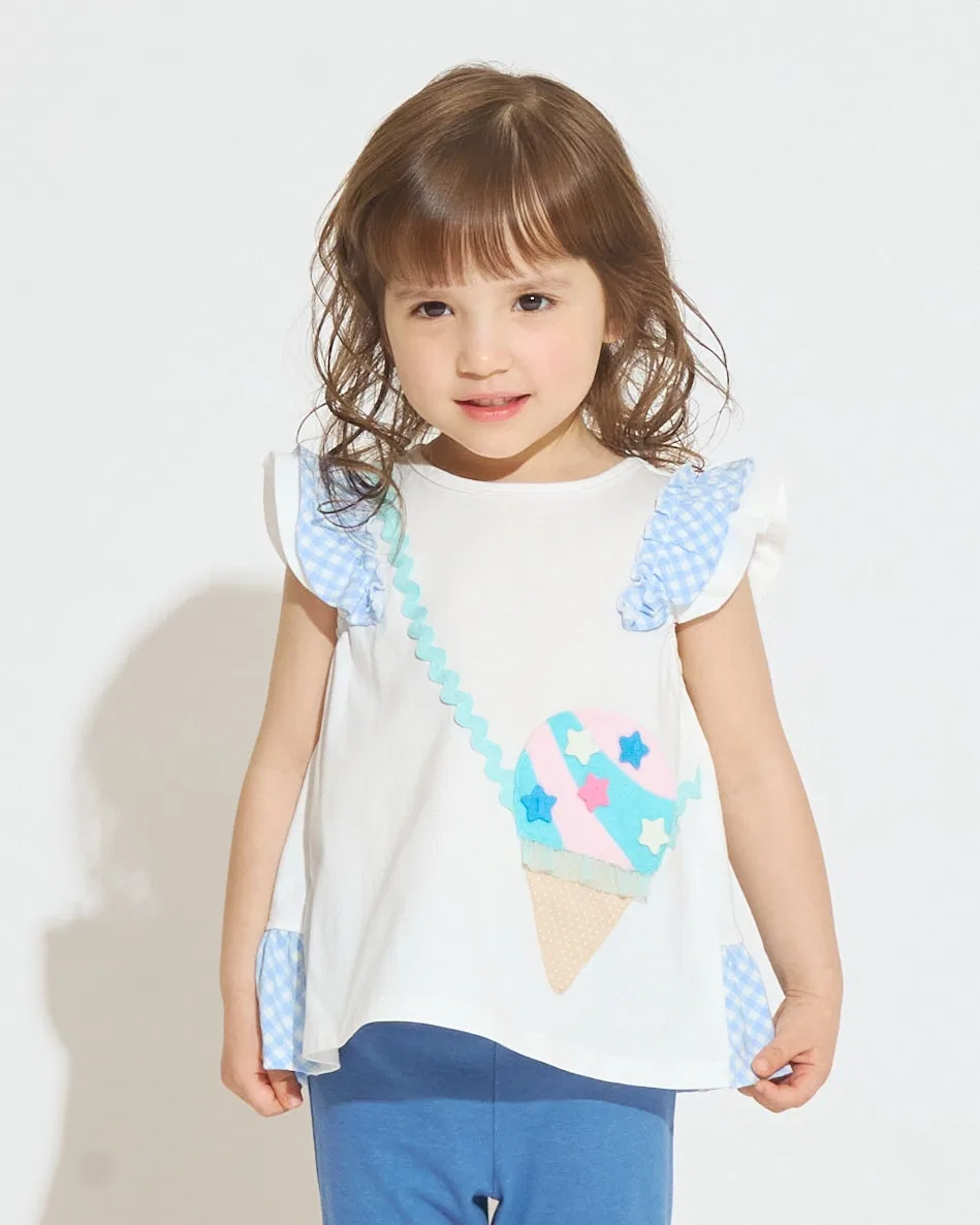 Детская футболка с принтом Ice Cream Pochett T-shirt baby cheer, Off White