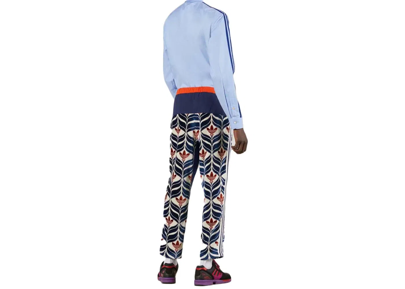 Мужские брюки с принтом Gucci x Adidas Interlocking G And Trefoil Pant, Ivory/Blue/Red — фото 2
