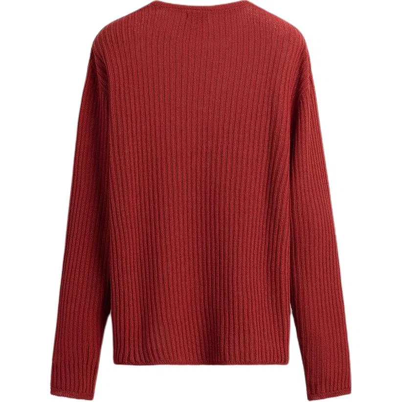 Мужской свитер с круглым вырезом Moderate, ZARA, Brick Red — фото 3