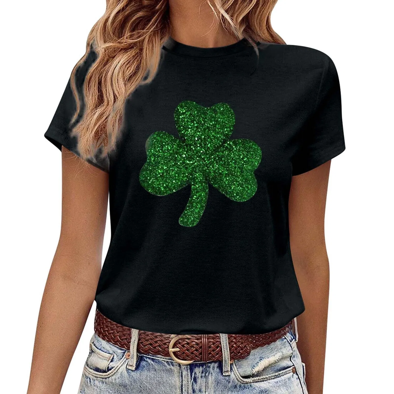 Женская футболка с коротким рукавом с принтом St Patrick's Day, Black