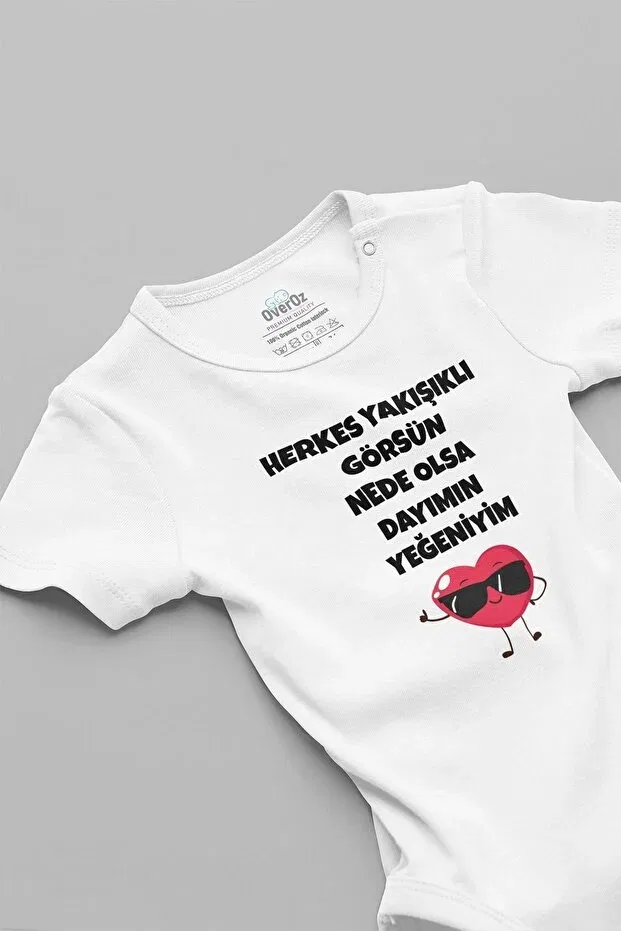 Детское боди для новорожденных с принтом I'm My Uncle's Nephew Overoz, White