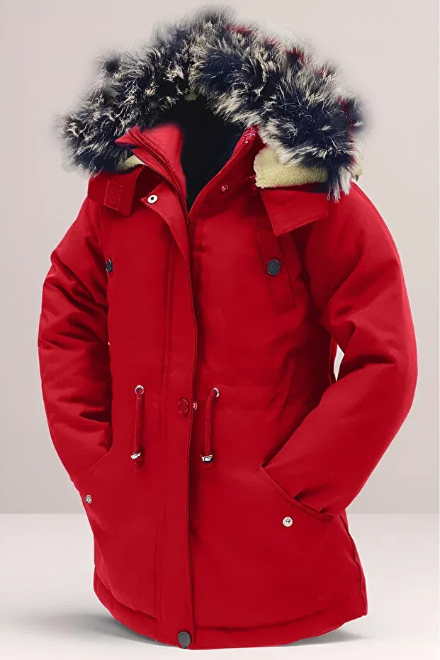 Детское пальто с капюшоном Asortik Kids, Красный