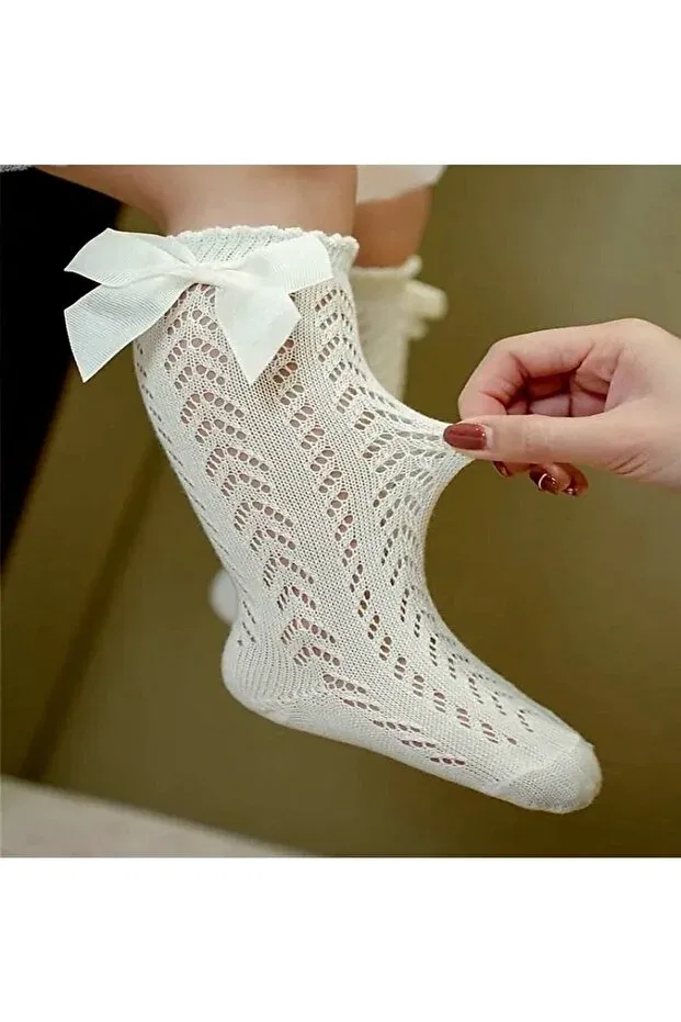 Детские носки для девочек с бантиком Bebeğime Çorap, Nude Color