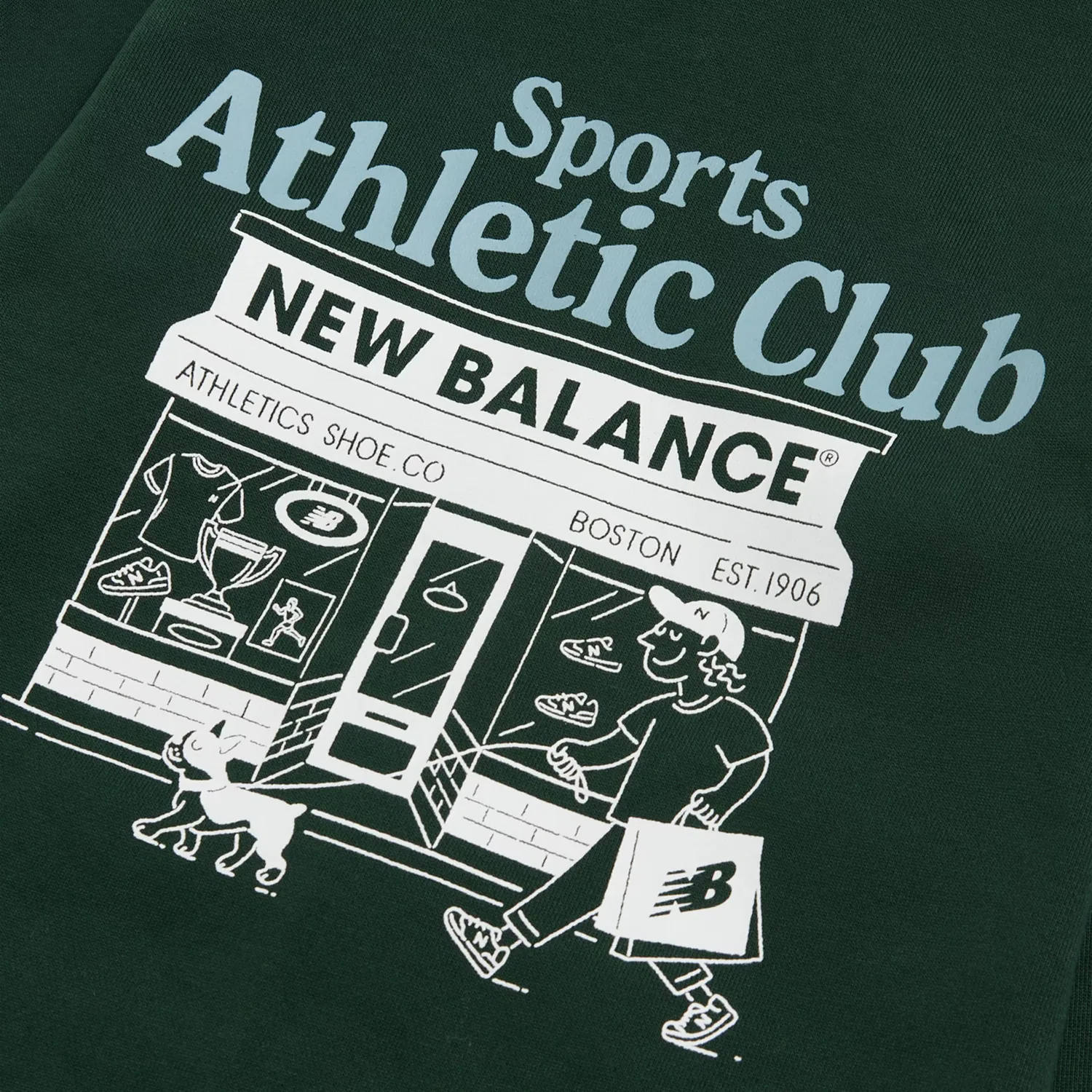 Детское худи на молнии с капюшоном с принтом Sports Club Graphic New Balance, Nordic Green — фото 3