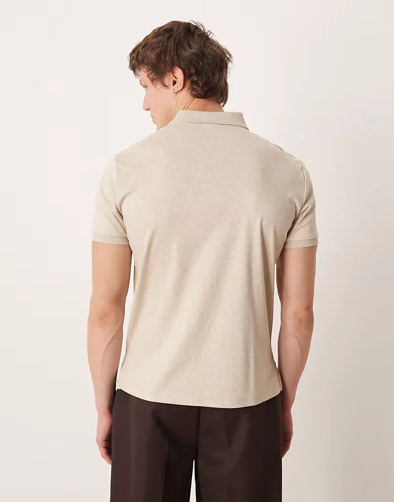 Поло из хлопка пима с логотипом Icon, облегающий крой Polo Ralph Lauren, Tan — фото 3