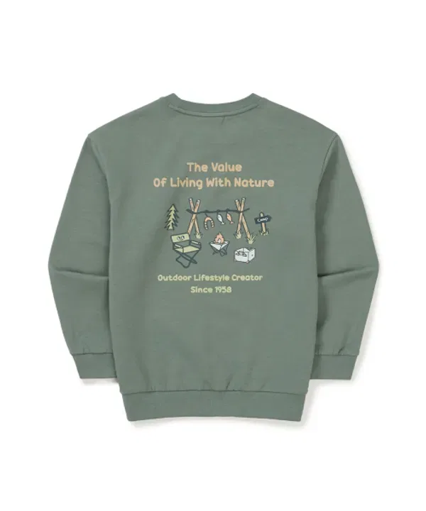 Свитшот детский для кемпинга, s25skfht80 Snowpeak Apparel Kids, мята — фото 3