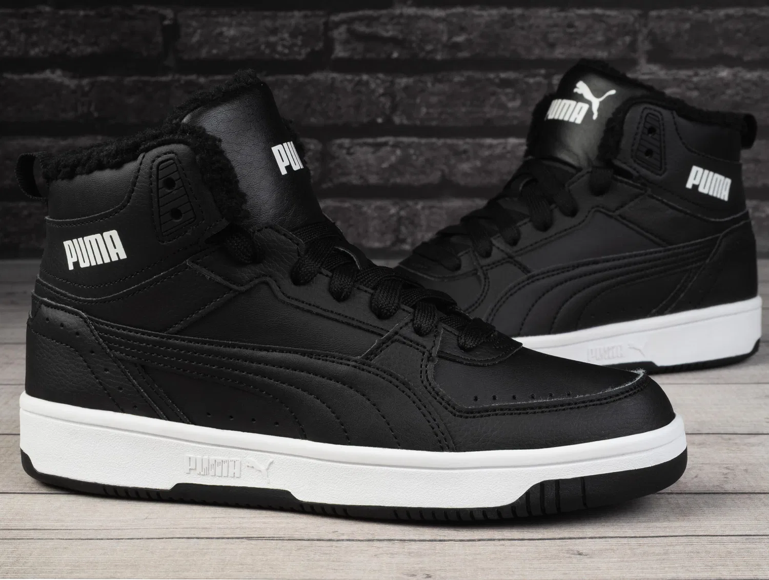 Детские кроссовки с ретро-дизайном Rebound Joy Fur Jr Puma, Schwarz Weiss Grau — фото 2