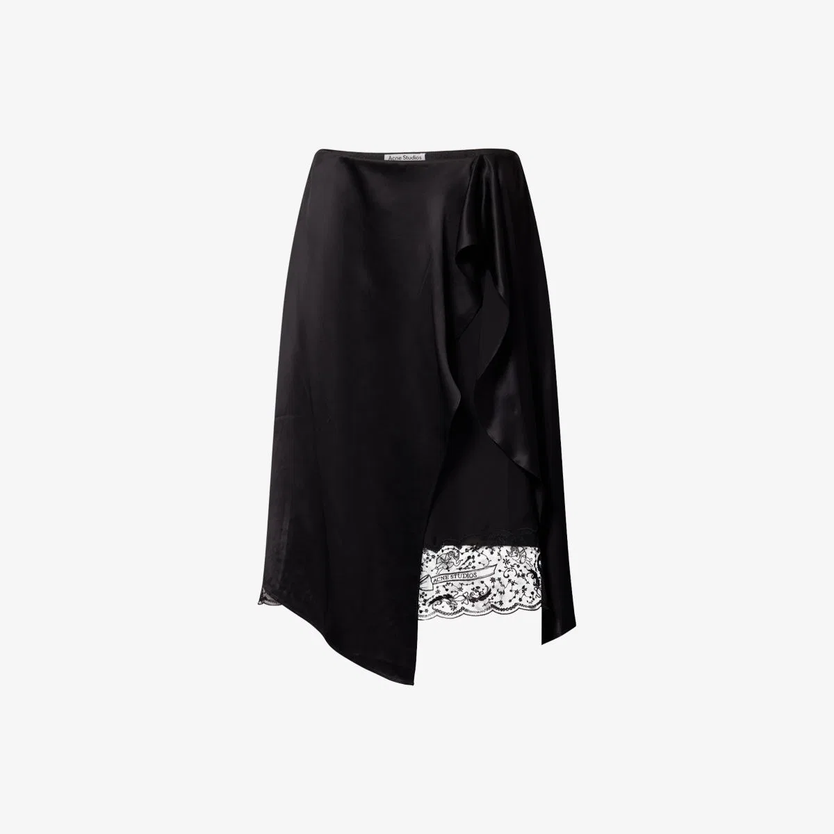 Многослойная атласная юбка миди Inouka Acne Studios, черный