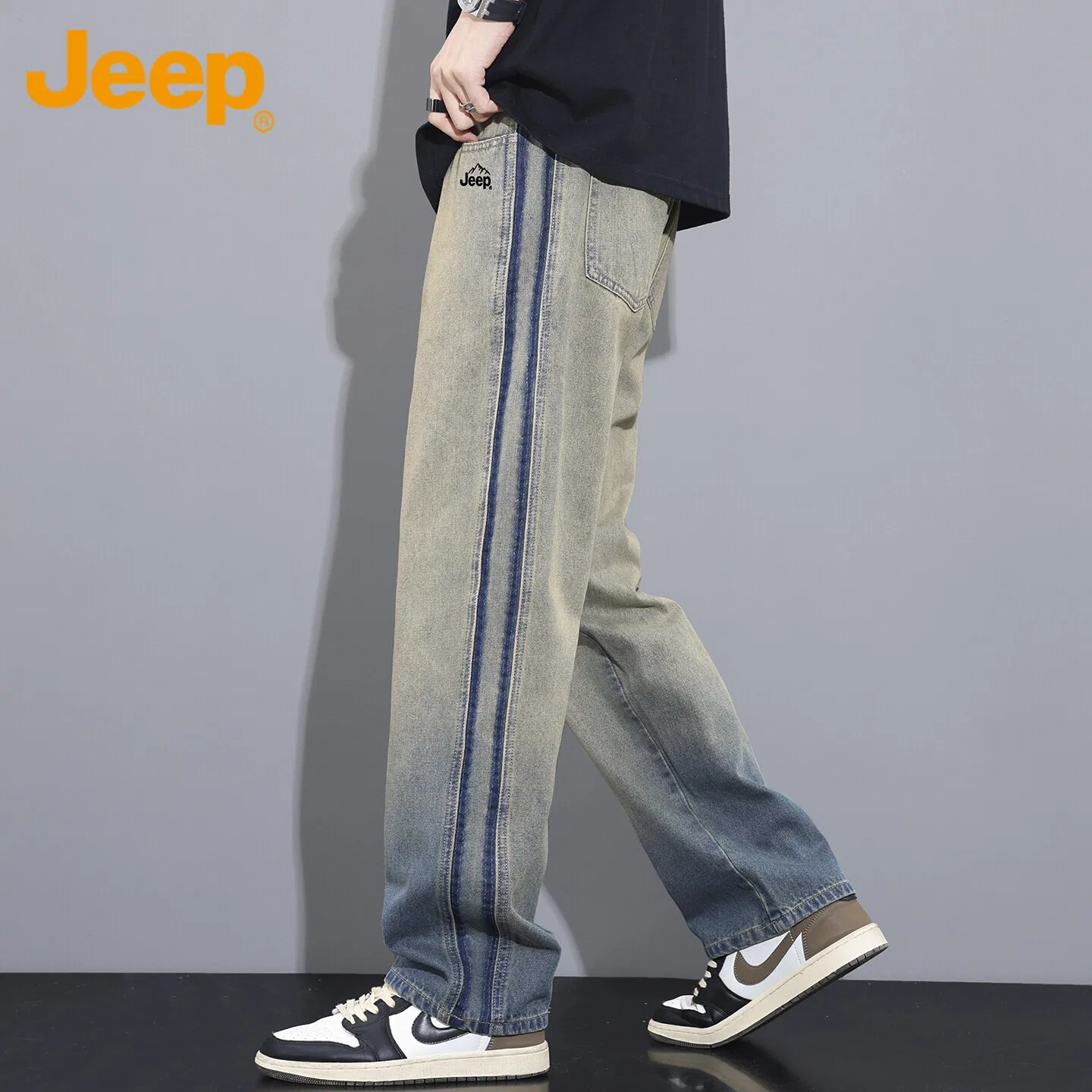 Детские джинсы свободного кроя с широкими штанинами Jeep, Yellow Blue — фото 4