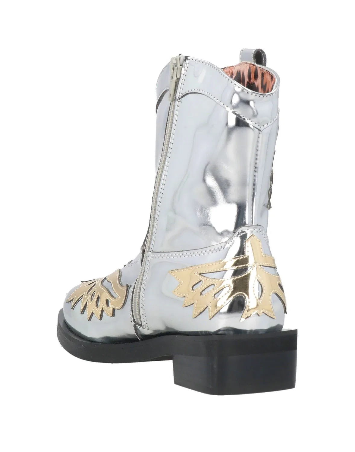 Детские ботинки для девочек на низком каблуке Cowboy Ankle Boots Philipp Plein, серебряный — фото 3