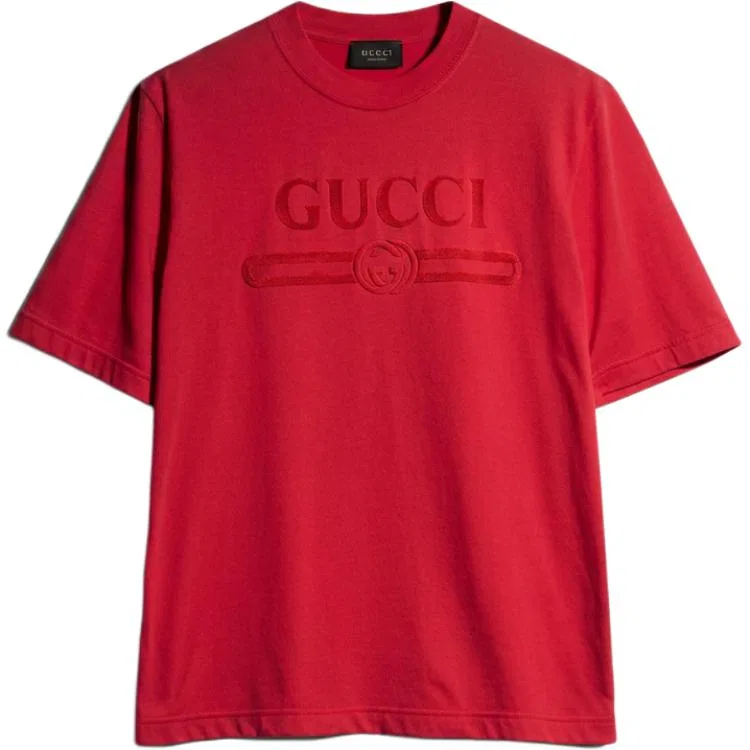 Мужская футболка с круглым вырезом Red GUCCI