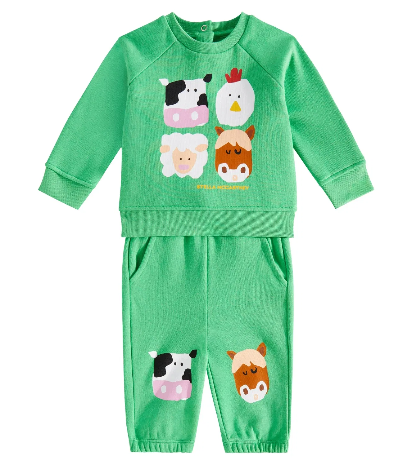 Комплект из хлопковой толстовки и спортивных брюк для малышей Stella Mccartney Kids, зеленый — фото 2