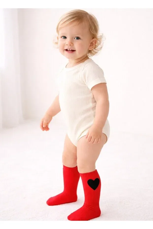 Детские носки для девочек с принтом Özkardeşler Baby, Red — фото 2