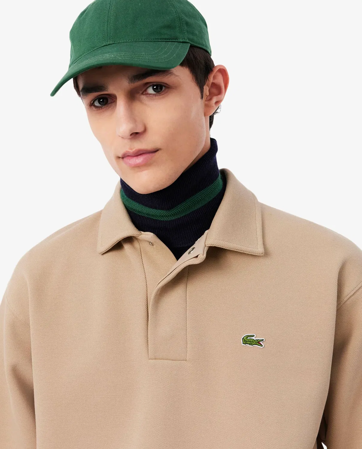 Свитшот мужской Lacoste бежевый, из смесового хлопка — фото 3