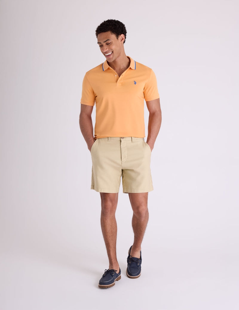 Футболка-поло U.S. Polo Assn Slim Fit Tipped Interlock, светло-оранжевый — фото 4
