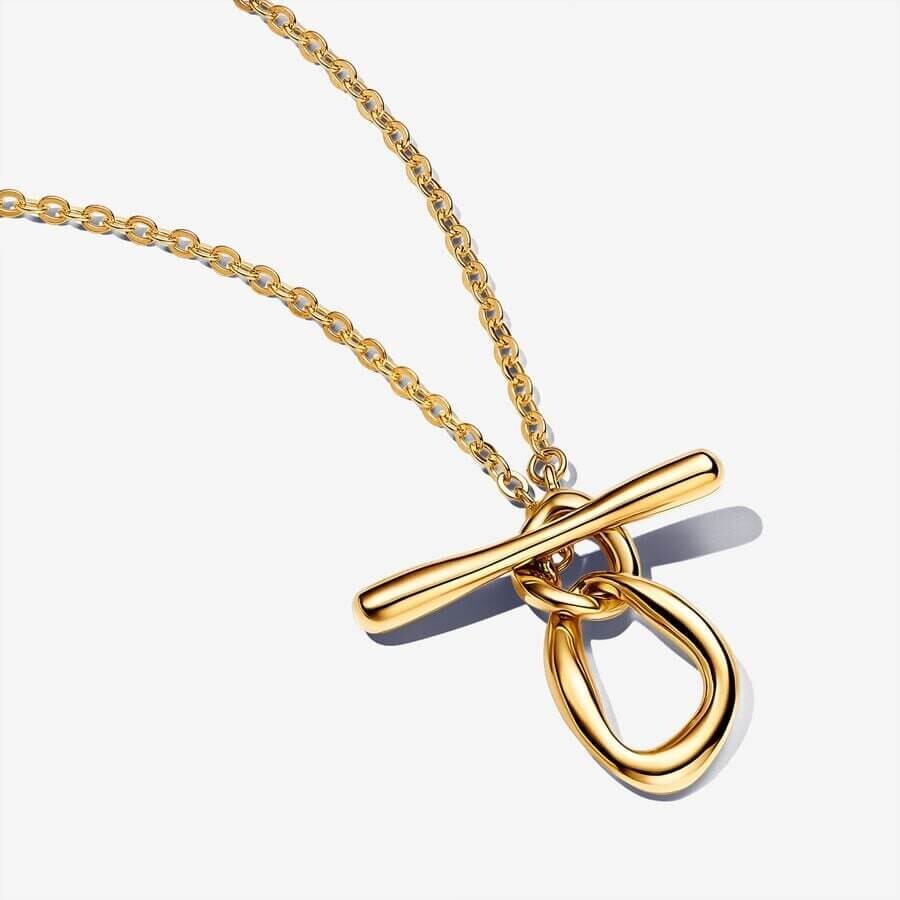

Колье Pandora Essence Organically Shaped Circles T-Bar Necklace, золото