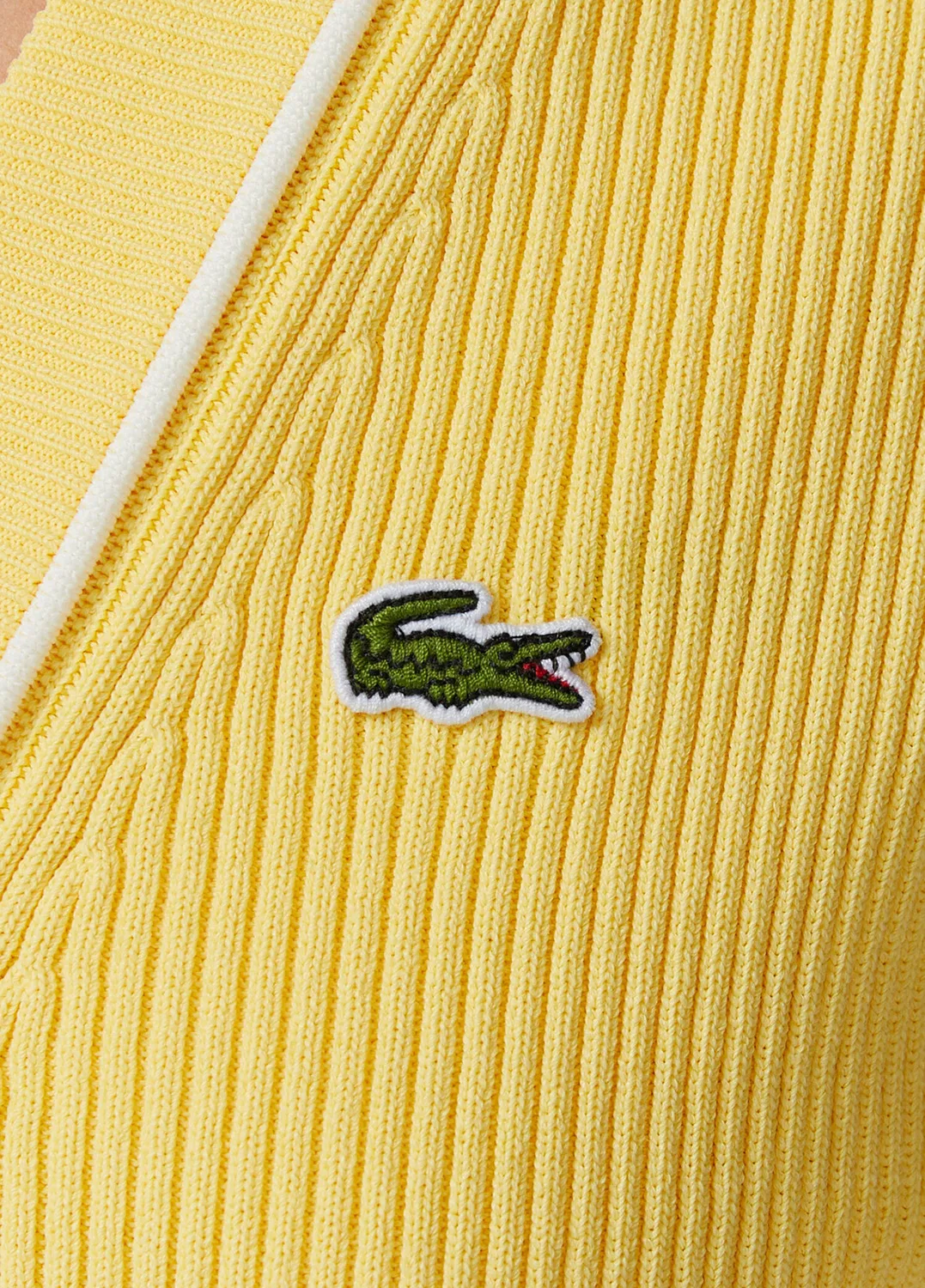 Кардиган Lacoste V-образным вырезом Slim Fit, желтый — фото 4