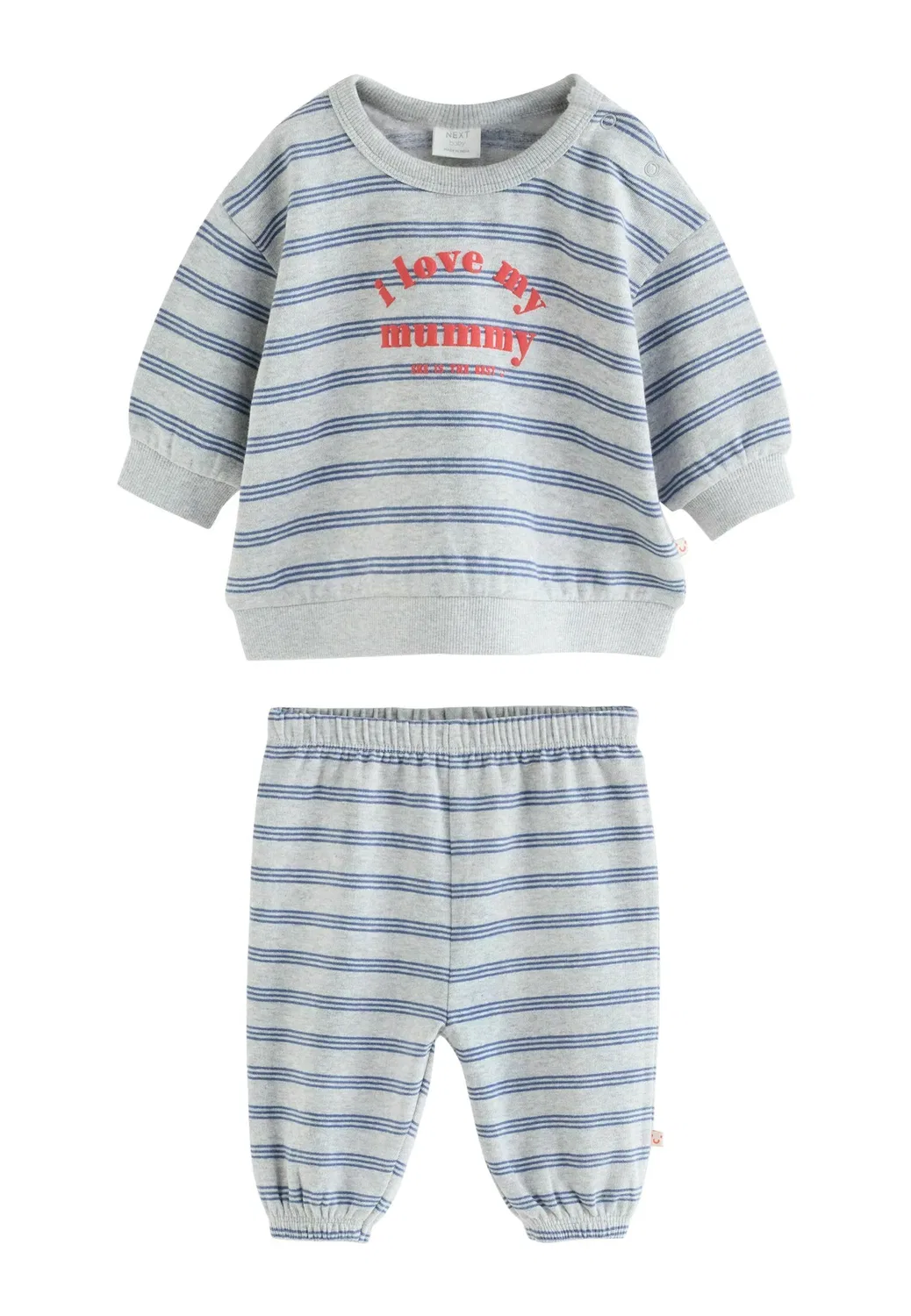 Детский спортивный костюм: толстовка и спортивные штаны Next, I Love My Mummy Grey Blue