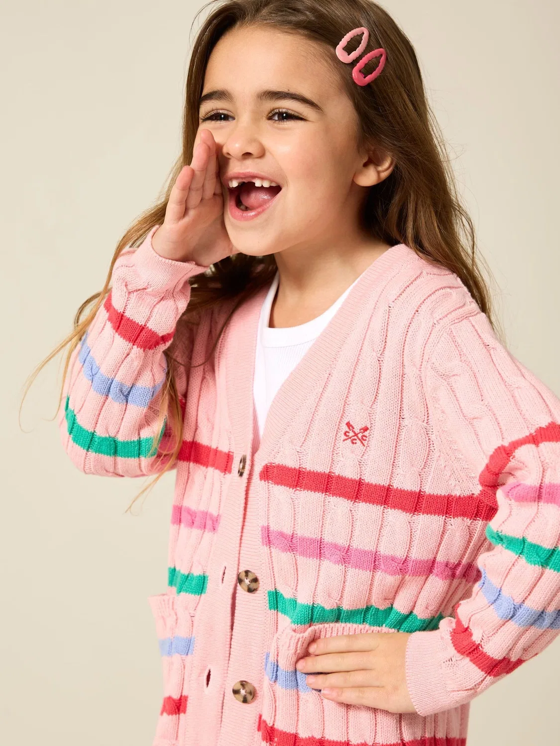 Кардиган вязаный хлопковый Crew Clothing, розовый