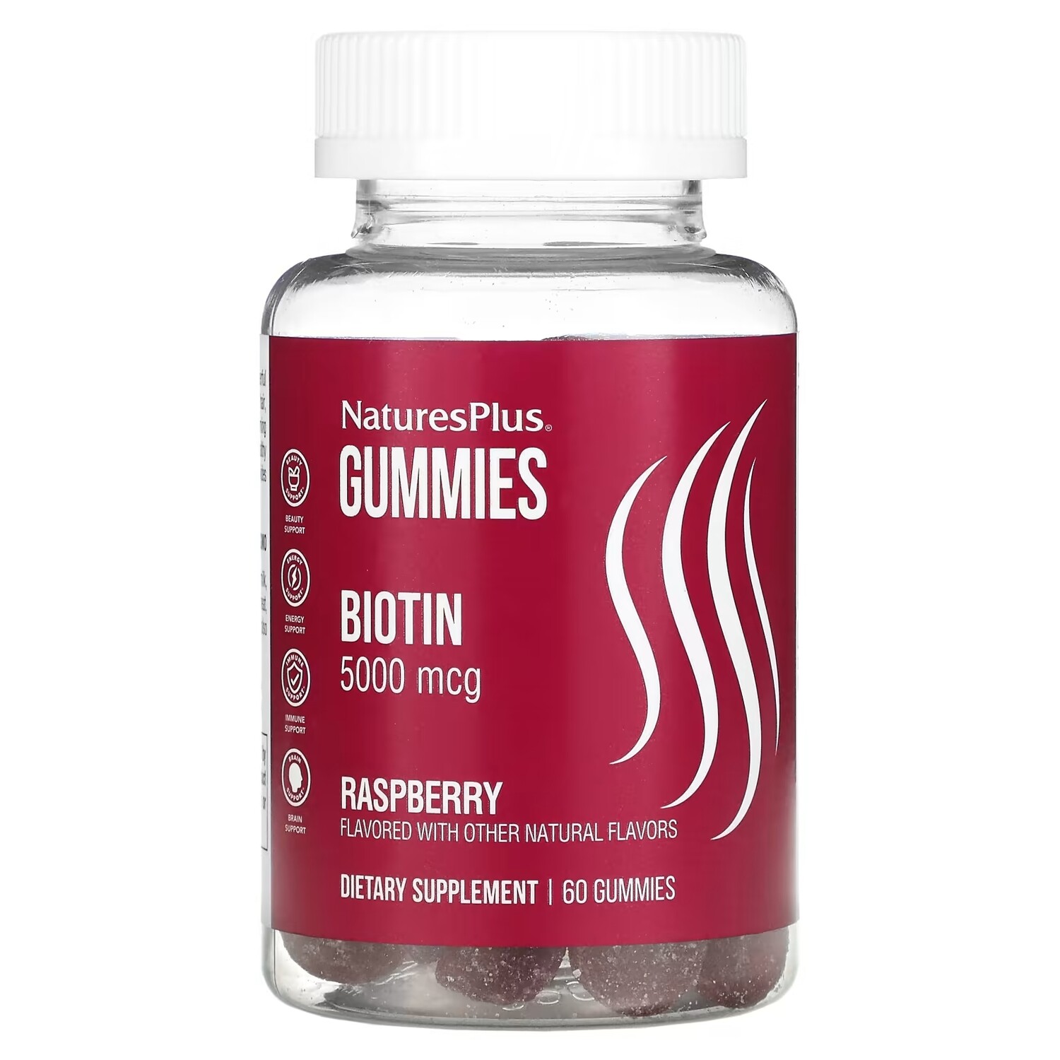 

NaturesPlus Biotin Gummies Raspberry 5,000 mcg, 60шт