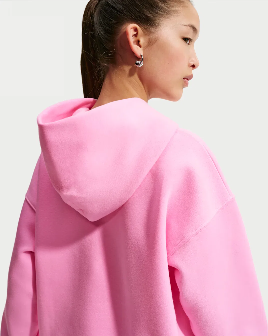 Детская толстовка с капюшоном оверсайз Nike Sportswear Studio Fleece, Pink Rise/White — фото 2