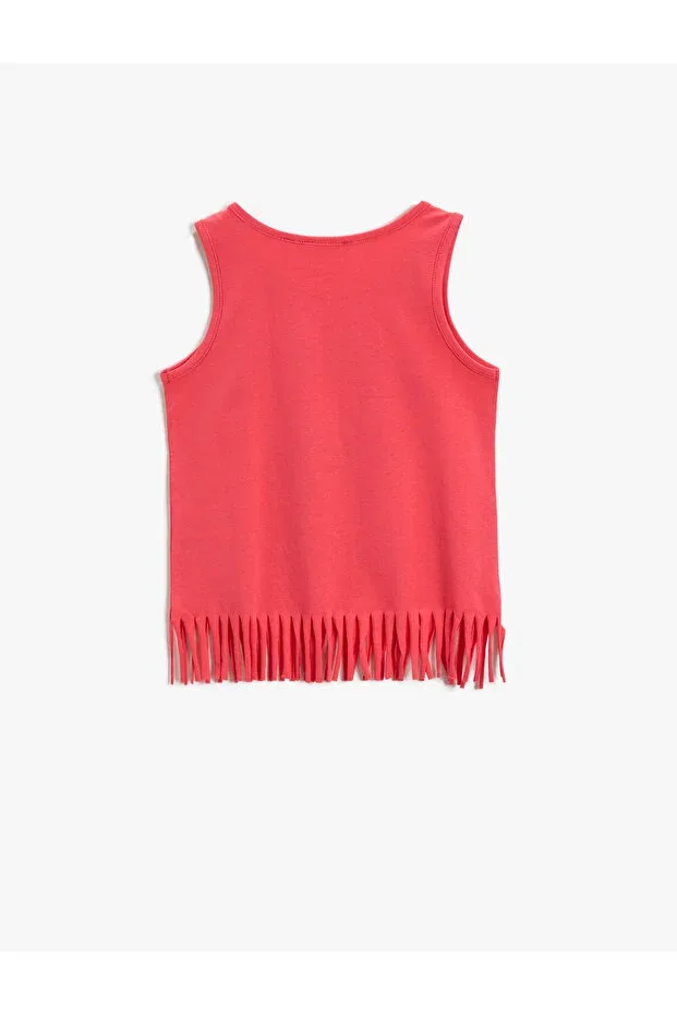 Детский топ-майка для девочек хлопковая Slogan tank top glitter Koton, Red/402 — фото 2