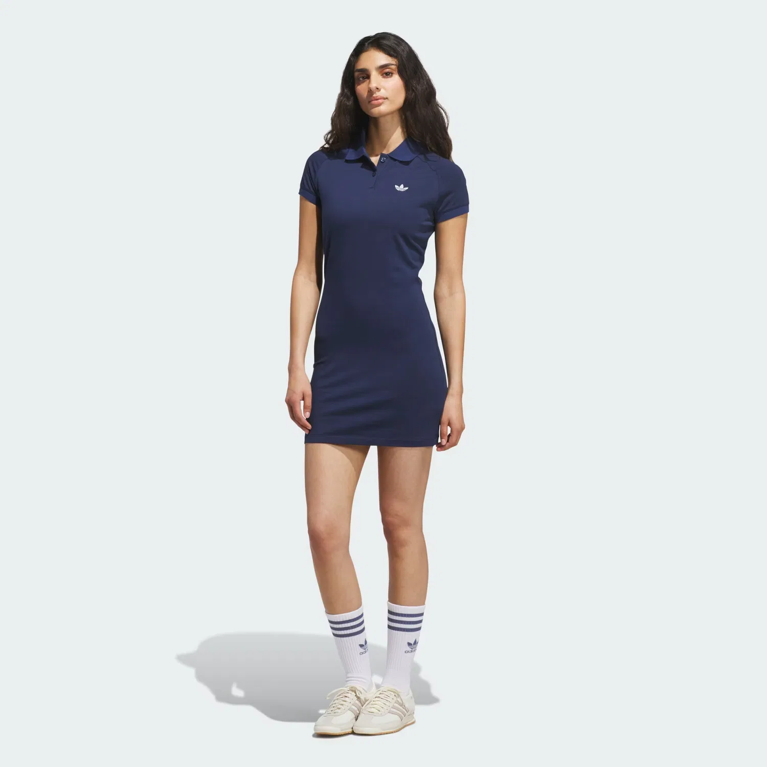 Женское платье поло облегающего кроя Polo Dress Adidas Originals, темно-синий