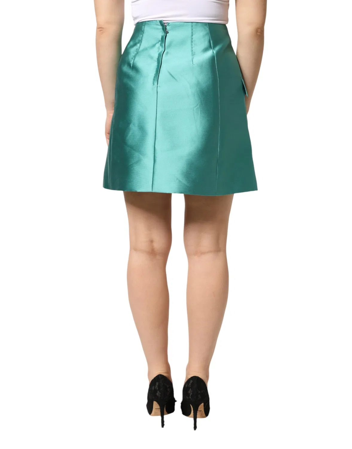 Женская юбка-мини с высокой посадкой на молнии High Waist Mini Dolce & Gabbana, Green — фото 4