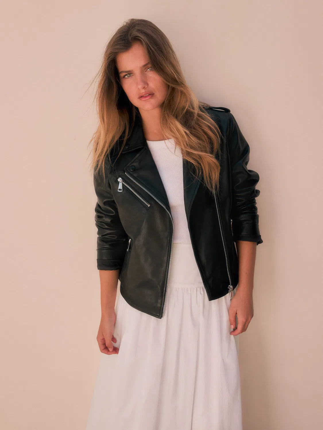 Куртка кожаная N. Premium Real Leather Biker Jacket Next, черный