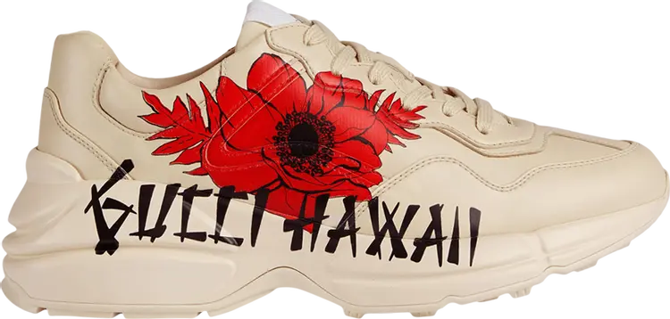Кроссовки Gucci Wmns Rhyton Hawaii Poppy Print, бежевый