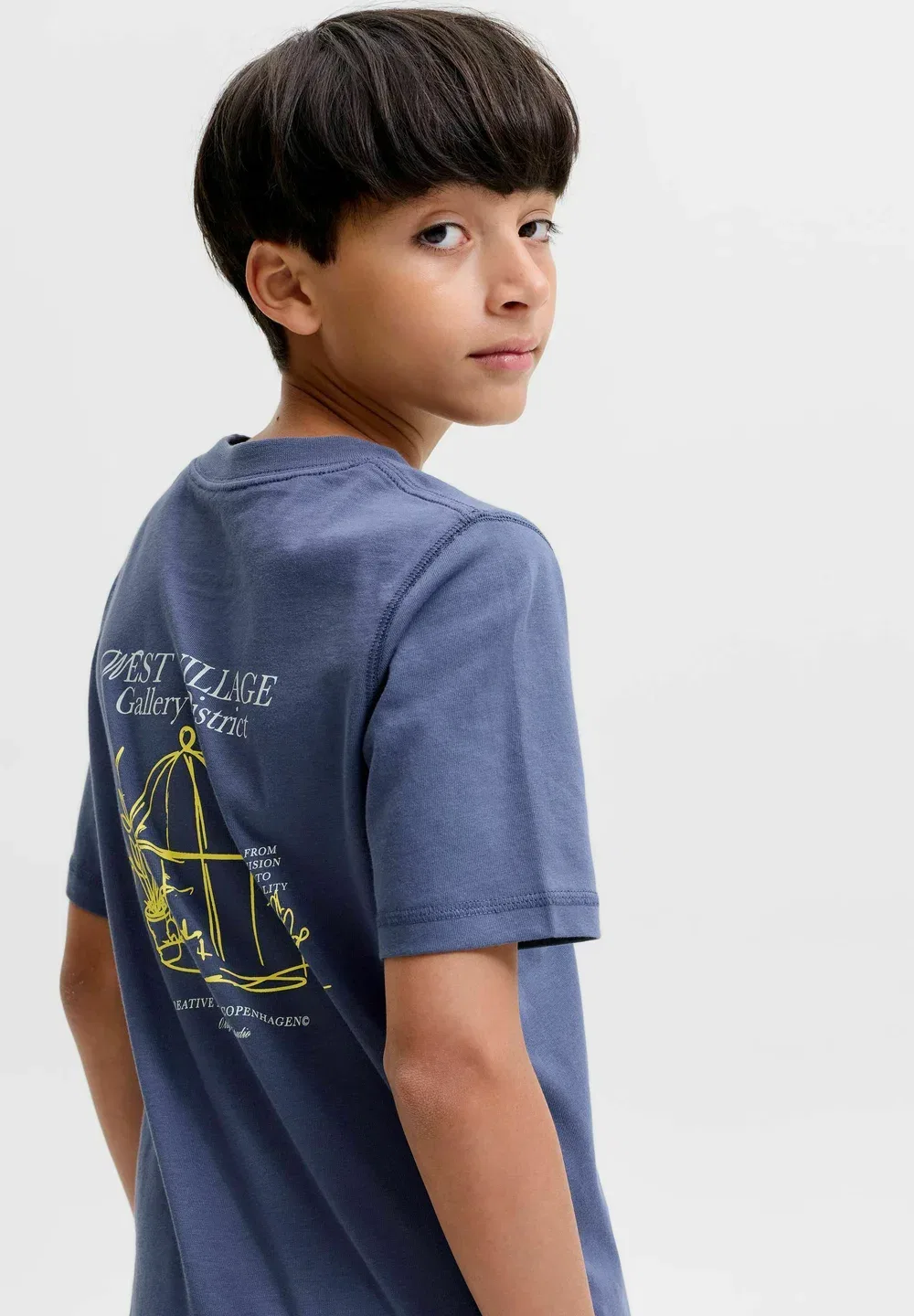 Футболка с принтом Jornorrebro sketch back tee ss cn jnr - print t-shirt Jack & Jones Junior, Crown Blue — фото 4